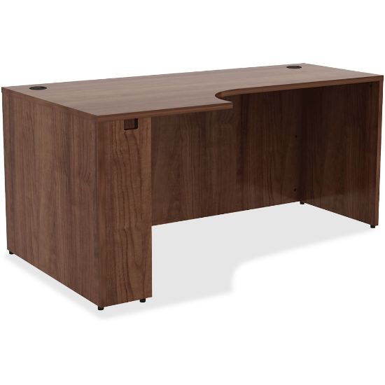 Picture of Lorell Essentials 66inW Left Corner Computer Desk Credenza, Walnut