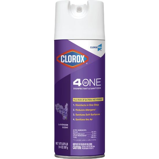 Picture of CloroxPro Clorox 4 in One Disinfectant & Sanitizer, Lavender, 14 Ounce Canister (32512) (Package May Vary)