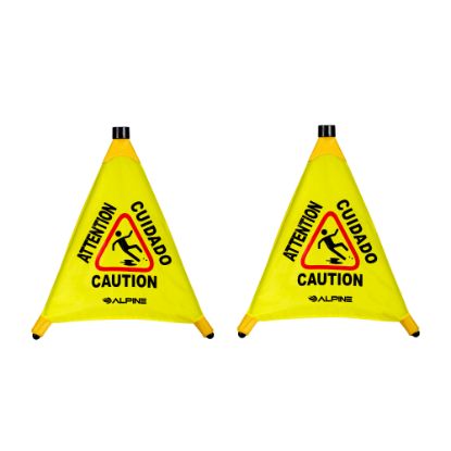 Picture of Alpine Industries Pop-Up Wet Floor Signs, 22-1/4in x 3in, Yellow, Pack Of 2 Signs