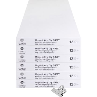 Picture of Business Source Magnetic Grip Clips Pack - No. 2 - 2.3in Width - for Paper - Magnetic, Heavy Duty - 72 / Bundle - Silver