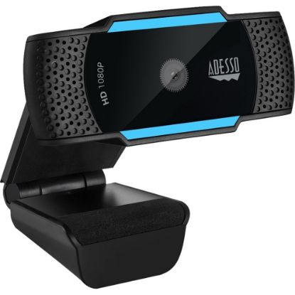 Picture of Adesso CyberTrack H5 1080P Webcam - 2.1 Megapixel - 30 fps - USB 2.0 - Auto Focus - Built-In MIC - Tripod Mount - Privacy Shutter Cover - 1920 x 1080 Video - Works with Zoom, Webex, Skype, Team, Facetime, Windows, MacOS, and Android Chrome OS