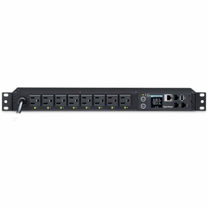 Picture of CyberPower PDU81001 100 - 120 VAC 15A Switched Metered-by-Outlet PDU - 8 Outlets, 12 ft, NEMA 5-15P, Horizontal, 1U, LCD, 3YR Warranty