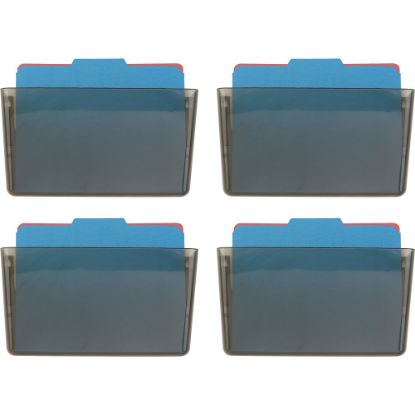 Picture of OIC Wall Mountable Plastic Space-Saving Files, 7in x 13in x 4.1in, Smoke, Carton Of 4