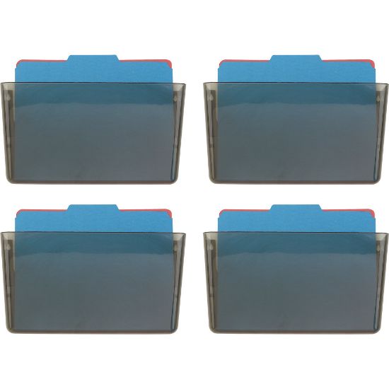 Picture of OIC Wall Mountable Plastic Space-Saving Files, 7in x 13in x 4.1in, Smoke, Carton Of 4