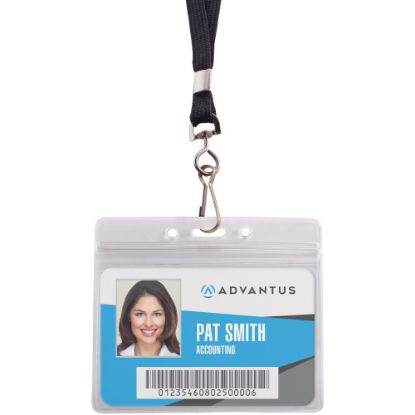 Picture of Advantus ID Holder/Lanyard Combo, Horizontal, Black/Clear, Pack of 20