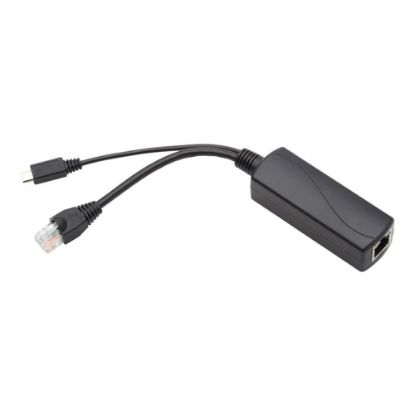 Picture of Eaton Tripp Lite Series PoE to USB Micro-B and RJ45 Active Splitter - 802.af, 48V to 5V 1A, Up to 328 ft. (100 m) - PoE splitter - 1 A - DC 48 V - 5 Watt - output connectors: 1 - black