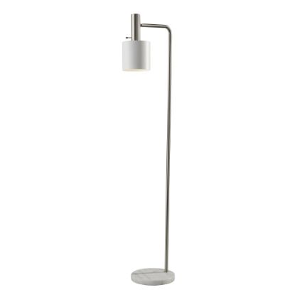 Picture of Adesso Emmett Floor Lamp, 61inH, White Shade/Brushed Steel And White Base