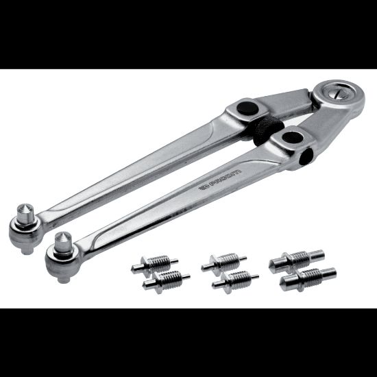 Picture of Black+Decker Pin Spanner Wrenches, 4 in Opening, Round Pin, Chrome Vanadium Steel, 10 5/8 in