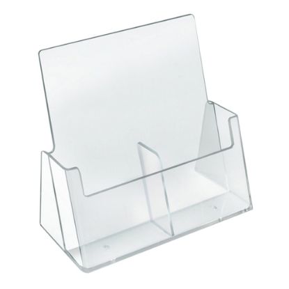 Picture of Azar Displays 2-Pocket Side-By-Side Plastic Trifold Brochure Holders, 9-3/16inH x 9-3/16inW x 3-1/4inD, Clear, Pack Of 2 Holders