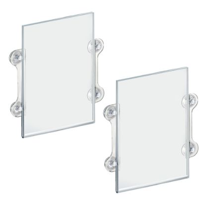 Picture of Azar Displays Clear Acrylic Window/Door Sign Holder Frame with Suction Cups, 8.5inW x 14inH, Clear, Pack Of 2