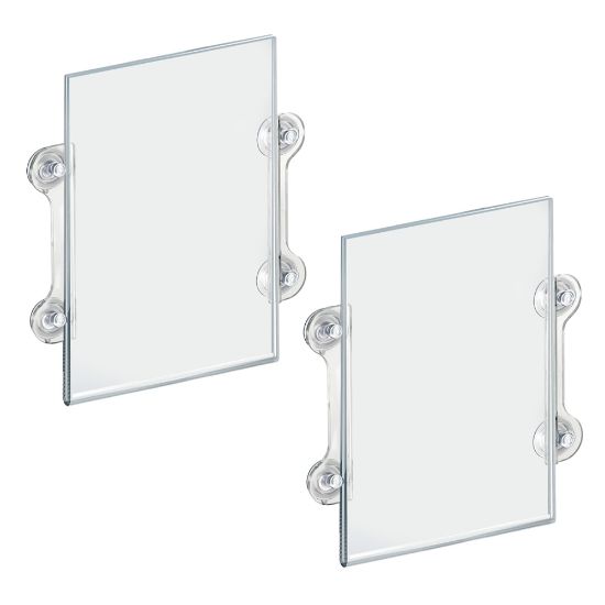 Picture of Azar Displays Clear Acrylic Window/Door Sign Holder Frame with Suction Cups, 8.5inW x 14inH, Clear, Pack Of 2