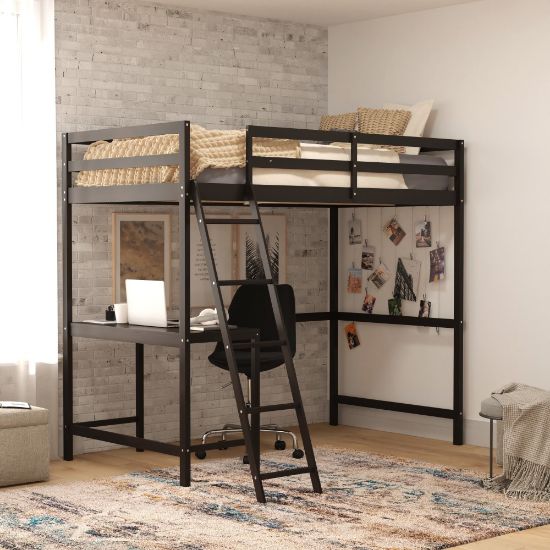 Picture of Flash Furniture Riley Loft Bed Frame With Desk, Twin, 42-1/2inL x 78-3/4inW x 42-1/2inD, Espresso