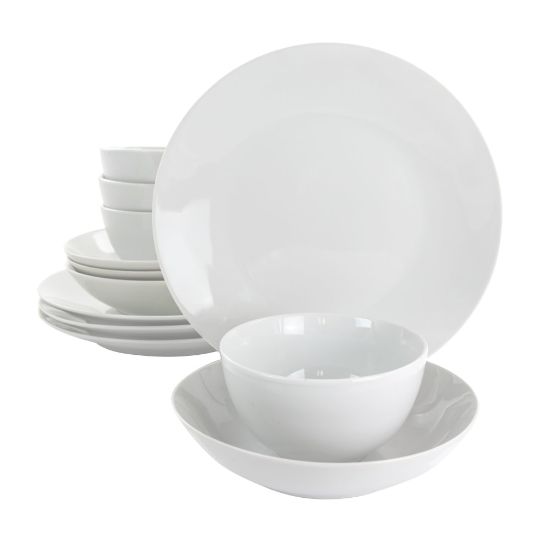 Picture of Gibson Home Classic Pearl 12-Piece Round Fine Ceramic Dinnerware Set, White