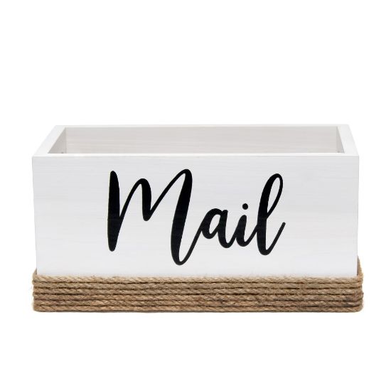 Picture of Elegant Designs Homewood Farmhouse Rustic Wood Decorative Mail Holder, 5-3/4inH x 11-3/4inW x 5-7/8inD, White