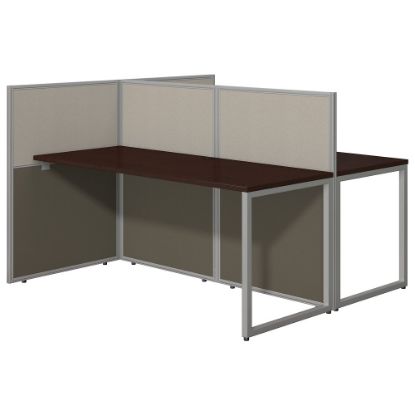 Picture of Bush Business Furniture Easy Office 60inW 2-Person Cubicle Desk Workstation With 45inH Panels, Mocha Cherry/Silver Gray, Standard Delivery