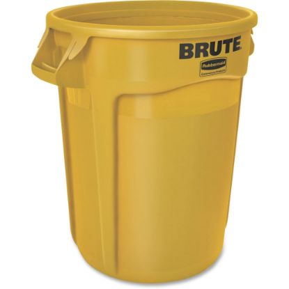 Picture of Rubbermaid Commercial Brute 32-Gallon Vented Containers - 32 gal Capacity - Round -  - 27.3in Height x 21.9in Diameter - Plastic - Yellow - 6 / Carton