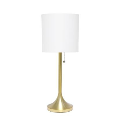 Picture of Simple Designs Tapered Table Lamp, 21inH, White Shade/Gold Base