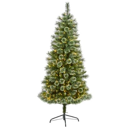 Picture of Nearly Natural Wisconsin Slim Snow Tip Pine Artificial Christmas Tree, 6ft