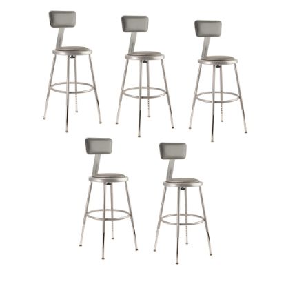 Picture of National Public Seating Adjustable Vinyl-Padded Task Stool, Gray Seat/Gray Frame, Quantity: 5