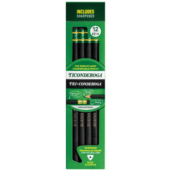 Picture of Ticonderoga Tri-Conderoga Triangular Pencils, #2 Lead, Medium Soft, Pack of 12