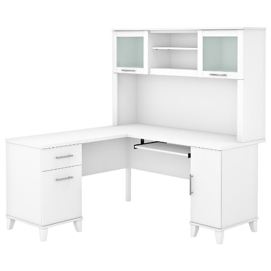 Picture of Bush Business Furniture Somerset 60inW L-Shaped Corner Desk With Hutch, White, Standard Delivery