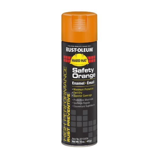 Picture of Rust-Oleum Hard Hat High Performance V2100 System Rust Preventive Enamel Spray Paint, 15 Oz, Gloss Safety Orange, Case Of 6 Cans