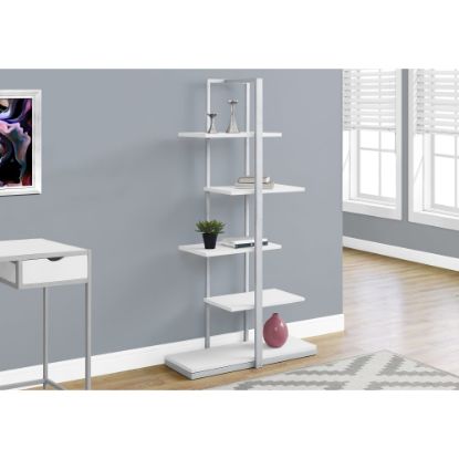 Picture of Monarch Specialties 60inH 5-Shelf Zigzag Metal Bookcase, White/Silver