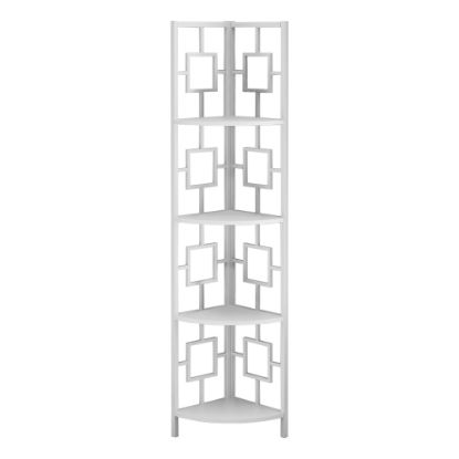 Picture of Monarch Specialties Astrid 62inH 4-Shelf Corner Bookcase, White