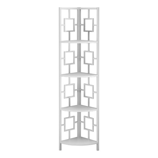 Picture of Monarch Specialties Astrid 62inH 4-Shelf Corner Bookcase, White