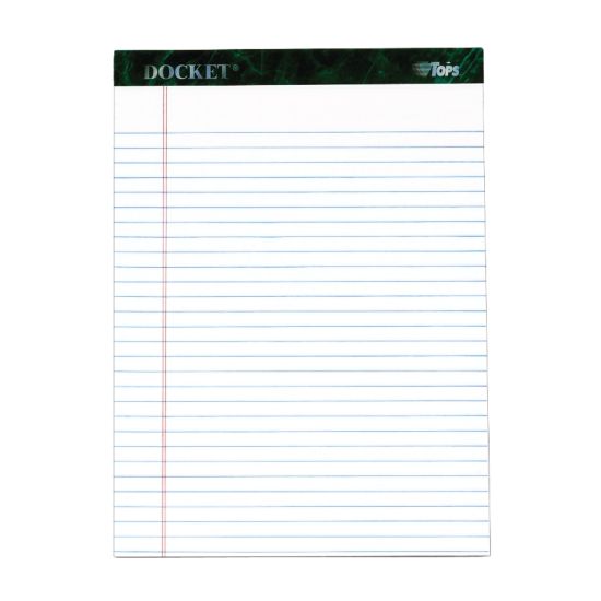 Picture of TOPS Docket Writing Pad, 8 1/2in x 11 3/4in, Legal Ruled, 50 Sheets, White