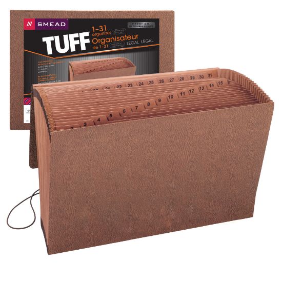 Picture of Smead TUFF Expanding File With Flap & Elastic Cord, 31 Pockets, 1-31, 15in x 10in Legal Size, 30% Recycled, Brown