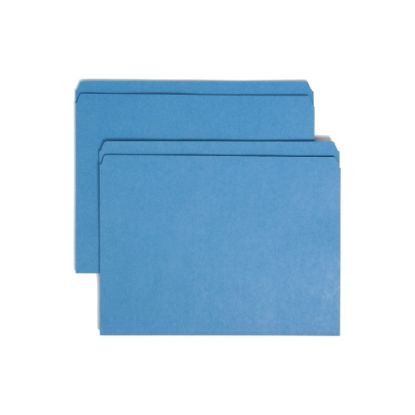 Picture of Smead Color File Folders, With Reinforced Tabs, Letter Size, Straight Cut, Blue, Box Of 100