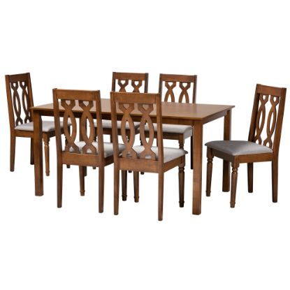 Picture of Baxton Studio Cherese 7-Piece Dining Set, Gray/Walnut Brown