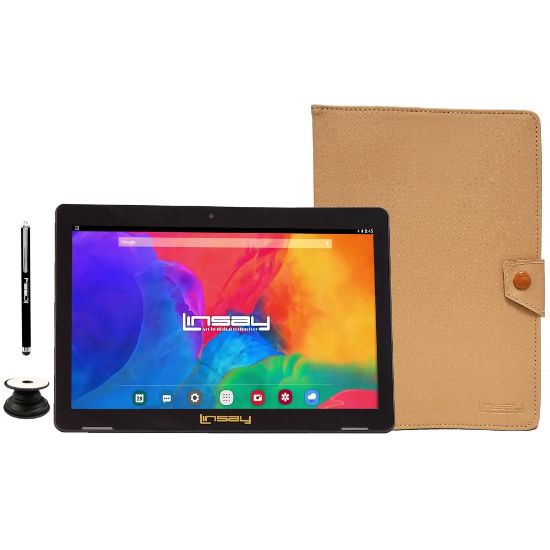 Picture of Linsay F10IPS Tablet, 10.1in Screen, 2GB Memory, 64GB Storage, Android 13, Light Brown