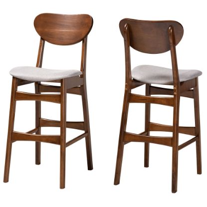 Picture of Baxton Studio Katya Bar Stools, Gray/Walnut Brown, Set Of 2 Stools