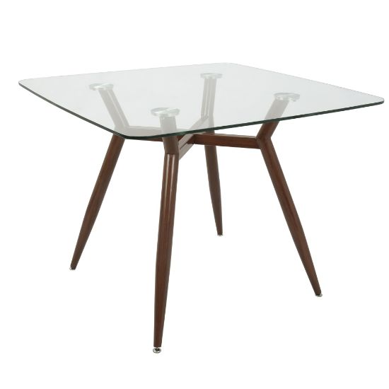 Picture of Lumisource Clara Mid-Century Modern Dining Table, Square, Clear/Walnut