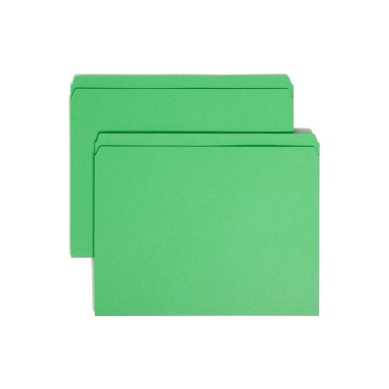 Picture of Smead Color File Folders, With Reinforced Tabs, Letter Size, Straight Cut, Green, Box Of 100