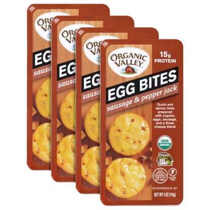 Picture of Organic Valley Sausage & Pepper Jack Egg Bites, 4 Oz, 2 Bites Per Pack, Set Of 4 Packs