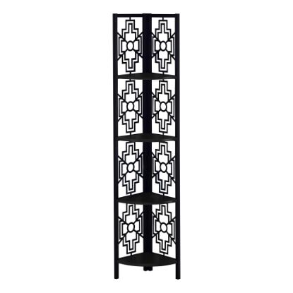 Picture of Monarch Specialties Ali 62inH 4-Shelf Corner Bookcase, Black