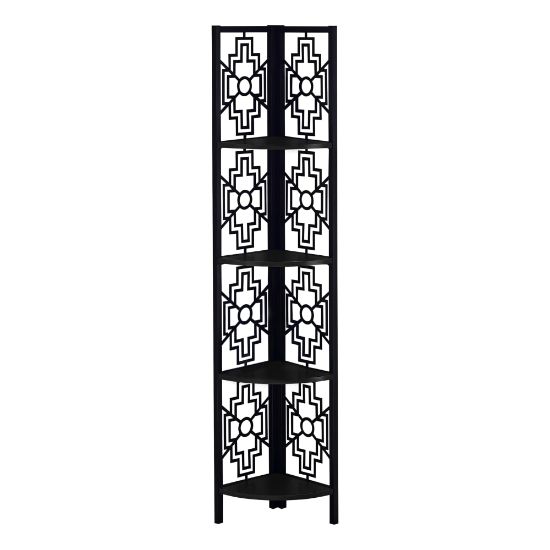 Picture of Monarch Specialties Ali 62inH 4-Shelf Corner Bookcase, Black