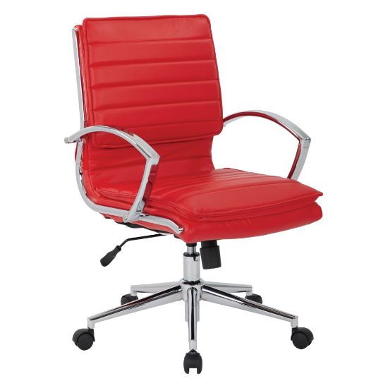 Picture of Office Star Pro-Line II SPX Bonded Leather Mid-Back Chair, Red/Chrome