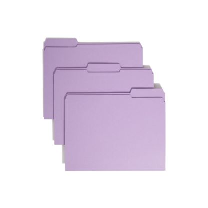 Picture of Smead Color File Folders, With Reinforced Tabs, Letter Size, 1/3 Cut, Lavender, Box Of 100