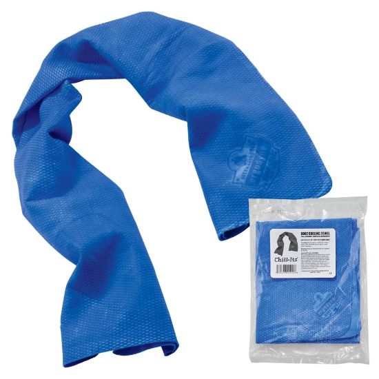 Picture of Ergodyne Chill-Its 6602 Evaporative Cooling Towel, 29-1/2inH x 13inW, Blue, Pack Of 50 Towels