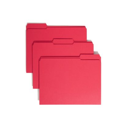 Picture of Smead Color File Folders, With Reinforced Tabs, Letter Size, 1/3 Cut, Red, Box Of 100