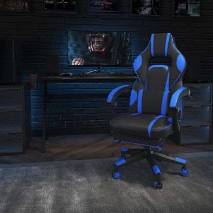 Picture of Flash Furniture X40 Gaming Chair With Fully Reclining Back And Arms, Black/Blue