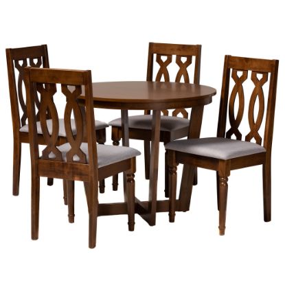 Picture of Baxton Studio Julie 5-Piece Dining Set, 29-15/16inH x 35-7/16inW x 35-7/16inD, Gray/Walnut