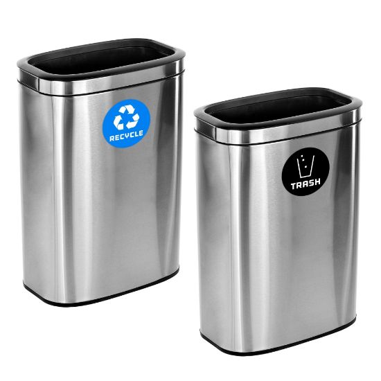 Picture of Alpine Industries Recycle Trash Stations, 10.5 Gallons, Silver, Pack Of 2 Stations