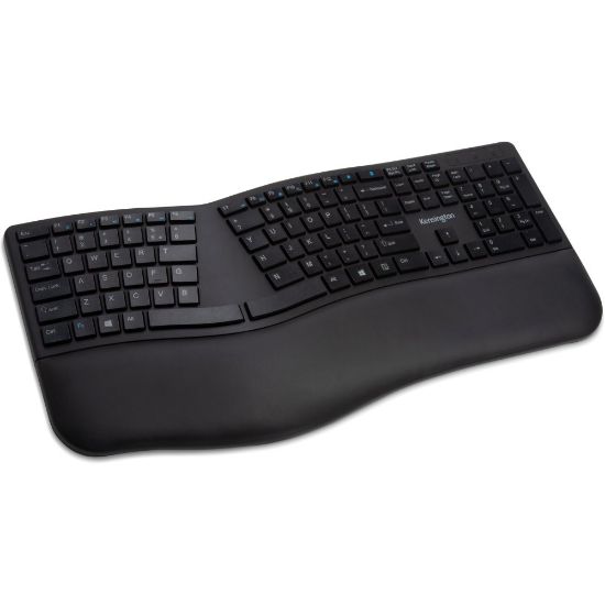 Picture of Kensington Pro Fit Ergo Wireless Keyboard-Black - Wireless Connectivity - Bluetooth/RF - 2.40 GHz - USB Interface - Black