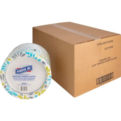 Picture of Genuine Joe Printed Paper Plates - 125 / Pack - Disposable - Assorted - 500 / Carton