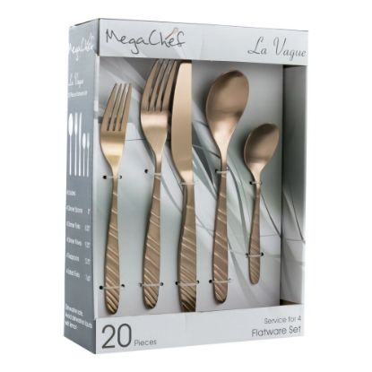 Picture of MegaChef La Vague 20-Piece Stainless-Steel Flatware Set, Rose Gold